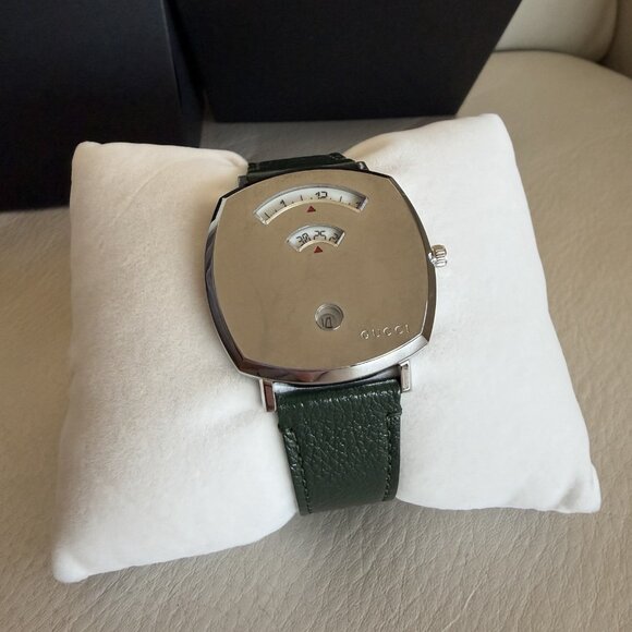 NEW Gucci Stainless Steel 35mm Strap Fashion Watch Green Leather Grip main image 10